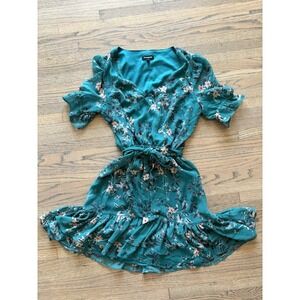 Express Green Floral Dress Size S